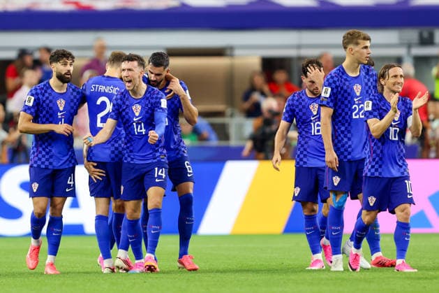 England v Croatia: Group L - FIFA World Cup, WM, Weltmeisterschaft, Fussball 2026 Players of Croatia celebrate after Petar Musa of Croatia scores a goal for 2:2 during the FIFA World Cup 2026 Group L match between England and Croatia at Dallas Stadium on June 17, 2026 in Dallas, Texas.  SanjinxStrukic PIXSELL