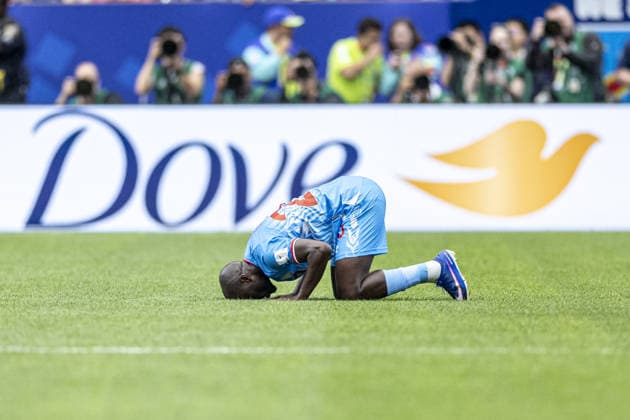 Yoane Wissa of RD Congo celebrates after scoring team s first goal during the FIFA World Cup, WM, Weltmeisterschaft, Fussball 2026 Group K match between Portugal and DR Congo at Houston Stadium on June 17th,2026 (Photo by Joao Bravo Sports Press Photo)  Copyright: xJoaoxBravo SportsxPressxPhotox Sportspressphoto_SPR168923