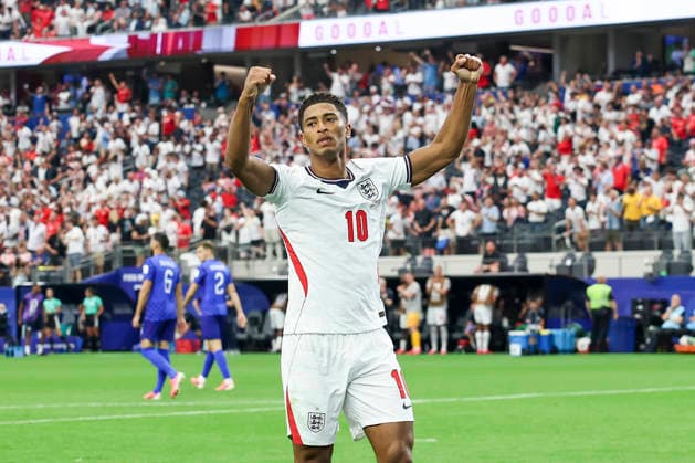 England v Croatia, FIFA World Cup, WM, Weltmeisterschaft, Fussball 2026 England midfielder Jude Bellingham (10) scores a GOAL 3-2 and celebrates during the England v Croatia FIFA WORLD CUP 2026 Group L match at Dallas Stadium, Arlington, United States on 17 June 2026 Credit: Phil Duncan Every Second Media Editorial use only. All images are copyright Every Second Media Limited. No images may be reproduced without prior permission. Copyright: xIMAGO EveryxSecondxMediax ESM-2042-0048 PhilxDuncanx xEveryxSecondxMediax