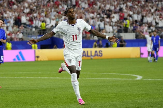 FIFA World Cup, WM, Weltmeisterschaft, Fussball 2026 - Group L - England vs Croatia Marcus Rashford of England celebrates scoring the 4-2 goal during the FIFA World Cup 2026 group stage match England against Croatia, in Dallas, Texas, USA, 17 June 2026. DALLAS United States  Copyright: xJEFFREYxMCWHORTERx