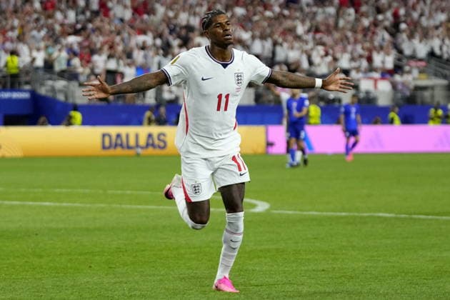 FIFA World Cup, WM, Weltmeisterschaft, Fussball 2026 - Group L - England vs Croatia Marcus Rashford of England celebrates scoring the 4-2 goal during the FIFA World Cup 2026 group stage match England against Croatia, in Dallas, Texas, USA, 17 June 2026. DALLAS United States  Copyright: xJEFFREYxMCWHORTERx