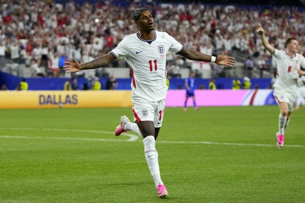 FIFA World Cup, WM, Weltmeisterschaft, Fussball 2026 - Group L - England vs Croatia Marcus Rashford of England celebrates scoring the 4-2 goal during the FIFA World Cup 2026 group stage match England against Croatia, in Dallas, Texas, USA, 17 June 2026. DALLAS United States  Copyright: xJEFFREYxMCWHORTERx