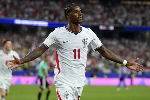 FIFA World Cup, WM, Weltmeisterschaft, Fussball 2026 - Group L - England vs Croatia Marcus Rashford of England celebrates scoring the 4-2 goal during the FIFA World Cup 2026 group stage match England against Croatia, in Dallas, Texas, USA, 17 June 2026. DALLAS United States  Copyright: xJEFFREYxMCWHORTERx
