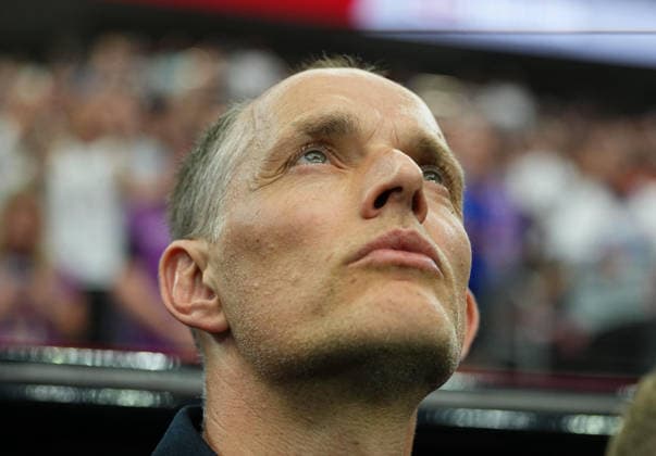 Thomas Tuchel (England) looks on during England and Croatia, Group L FIFA World Cup, WM, Weltmeisterschaft, Fussball 2026, Dallas Stadium, Arlington, United States on June 17, 2026. Thor Wegner DeFodi Images. (Photo by DeFodi Images) -