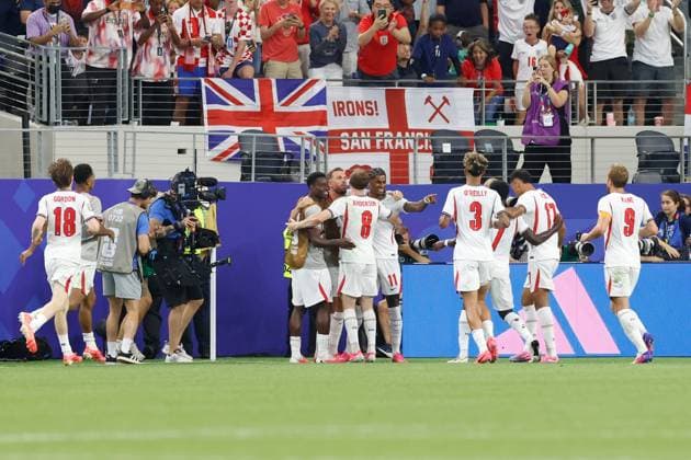 DALLAS, 17-06-2026, Dallas AT&T Stadium, World Cup 2026 Match between England and Croatia. Picture shows England celebrating the 4-2 England - Croatia (World Cup 2026)  x204431021x Copyright: