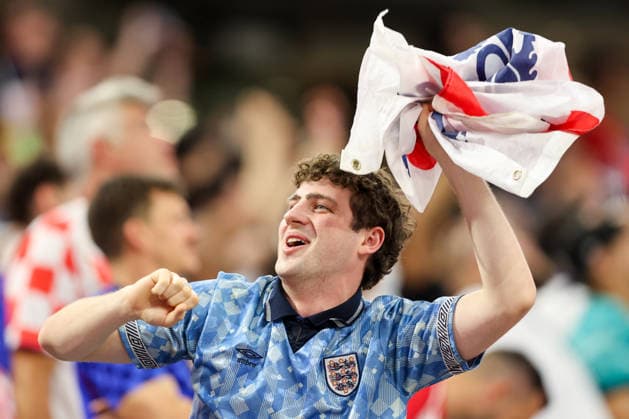 England v Croatia: Group L - FIFA World Cup, WM, Weltmeisterschaft, Fussball 2026 Supporter of England cheers during the FIFA World Cup 2026 Group L match between England and Croatia at Dallas Stadium on June 17, 2026 in Dallas, Texas.  SanjinxStrukic PIXSELL