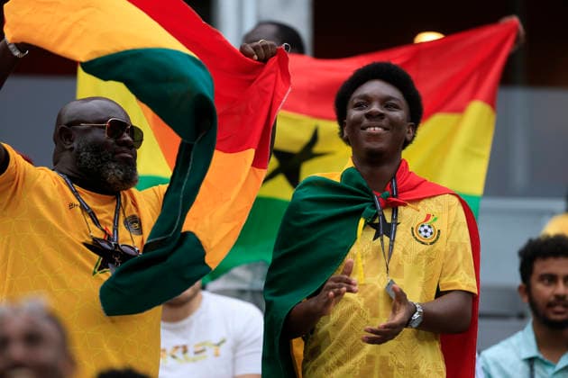 Fans of Ghana react before the FIFA World Cup, WM, Weltmeisterschaft, Fussball 2026 group stage match Ghana against Panama at BMO Stadium in Toronto, Canada, 17 June 2026. FIFA World Cup 2026 - Group L- Ghana vs Panama !ACHTUNG: NUR REDAKTIONELLE NUTZUNG!  Copyright: xBienvenidoxVelascox GR4057 20260617-55020628670_1