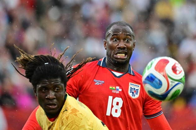 FIFA World Cup, WM, Weltmeisterschaft, Fussball 2026 - Group L - Ghana vs Panama Caleb Yirenkyi of Ghana (L) in action against Cecilio Waterman of Panama (R) during the FIFA World Cup 2026 group stage match Ghana against Panama, in Toronto, Canada, 17 June 2026. TORONTO Canada  Copyright: xEDUARDOxLIMAx