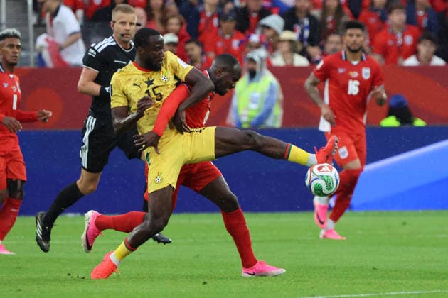 17.06.2026, Fussball, Herren, FIFA Weltmeisterschaft 2026, Vorrunde, Gruppe L, Toronto, Ghana - Panama, Elisha Owusu (Ghana), Cecilio Waterman (Panama) Toronto BMO Field Ontario Kanada (CAN)