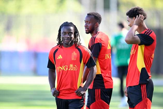 Belgian national football team - FIFA World Cup, WM, Weltmeisterschaft, Fussball 2026 - media activities 17 06 2026 RENTON, UNITED STATES OF AMERICA - JUNE 17 : Doku Jeremy forward of Belgium, Lukebakio Dodi forward of Belgium and De Winter Koni defender of Belgium pictured during a training session of the Belgian national football team during the FIFA World Cup 2026 on June 17, 2026 in Renton, United States of America, 17 06 2026 Renton United States of America  Copyright: xNicoxVereeckenx