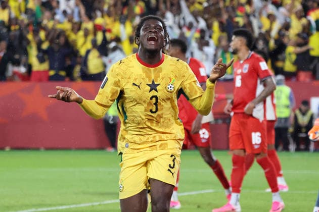 17.06.2026, Fussball, Herren, FIFA Weltmeisterschaft 2026, Vorrunde, Gruppe L, Toronto, Ghana - Panama, Torjubel zum 1:0, Torschütze: Caleb Yirenkyi (Ghana) Toronto BMO Field Ontario Kanada (CAN)