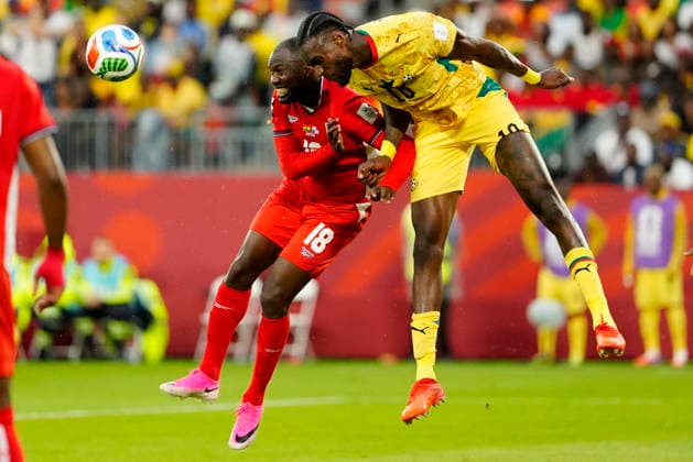 June 17, 2026, Toronto, On, CANADA: Panama s Cecilio Waterman, left, and Ghana s Jerome Opoku (18) vie for the header during first half group L World Cup soccer action, in Toronto, Wednesday, June 17, 2026. Ghana V. Panama  - ZUMAc35_ 20260617_zaf_c35_178 Copyright: xFrankxGunnx