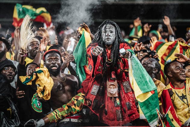 Fußball Herren FIFA Fußball-Weltmeisterschaft 2026 Gruppe L Ghana vs. Panama 17.06.2026 Fans aus Ghana feiern ausgelassen den Sieg auf der Tribüne Toronto Toronto Stadium Ontario Kanada *** Mens Soccer