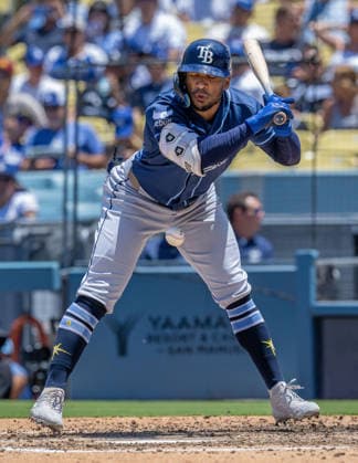 June 17, 2026, Los Angeles, California, USA: Tampa Bay Rays 3rd baseman JUNIOR CAMINERO avoids gettng hit by a Shohei Ohtani pitch. Ohtani pitched six innings Tampa Bay Rays, allowing 4 runs on 7 hits with 5 strikeouts and 1 walk on 91 pitches. He won the game 5-4. MLB, Baseball Herren, USA 2026: Dodgers 5:4 Rays  - ZUMAh234 20260617_zsp_h234_001 Copyright: xMarkxEdwardxHarrisx