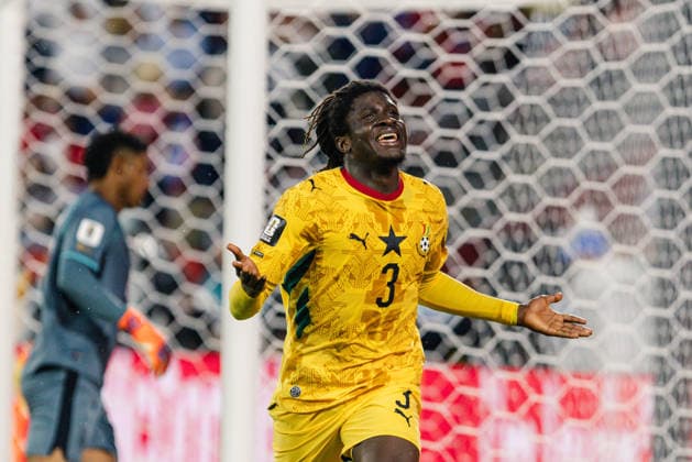 Caleb Yirenkyi of Ghana celebrates scoring his team s first goal to make the score during the FIFA World Cup, WM, Weltmeisterschaft, Fussball game between Ghana and Panama at Toronto Stadium on June 17, 2026 in Toronto, Ontario, Canada  Copyright: xCurtisxWongx xSPPx Sportspressphoto_SPR169367