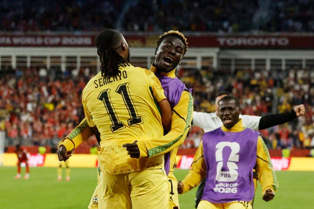 Ghanaian players celebrate a goal during a Group L match at the 2026 FIFA World Cup, WM, Weltmeisterschaft, Fussball between Ghana and Panama at BMO Stadium in Toronto, Canada, 17 June 2026. FIFA World Cup 2026 - Group L- Ghana vs Panama !ACHTUNG: NUR REDAKTIONELLE NUTZUNG!  Copyright: xBienvenidoxVelascox GR4196 20260618-55020629188_1