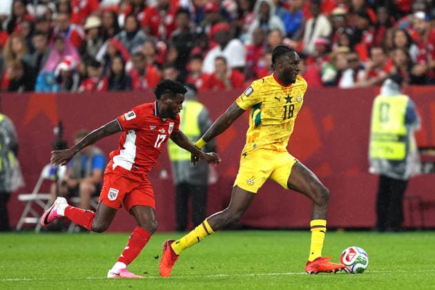 Ghana v Panama - FIFA World Cup, WM, Weltmeisterschaft, Fussball 2026 - Group L TORONTO, CANADA - JUNE 17: Jerome Opoku (18) of Ghana in action during 2026 FIFA World Cup First Stage Group L match between Ghana and Panama at Toronto Stadium (BMO Field) in Toronto, Ontario, Canada on June 17, 2026. Mert Alper Dervis Anadolu Ontario Canada. Editorial use only. Please get in touch for any other usage.  Copyright: x2026xAnadoluxMertxAlperxDervisx