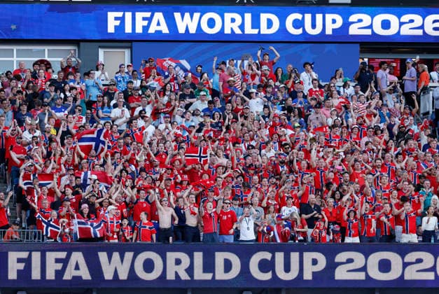 FOXBOROUGH, MA - JUNE 16: Fans cheer as time expires during a FIFA World Cup, WM, Weltmeisterschaft, Fussball 2026 Group I match between Iraq and Norway on June 16, 2026 at Boston Stadium in Foxborough, Massachusetts. (Photo by Fred Kfoury III Icon Sportswire) SOCCER: JUN 16 FIFA World Cup 26 Group I - Iraq vs Norway EDITORIAL USE ONLY Icon482260616345