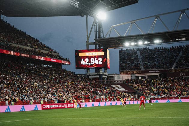 Fußball Herren FIFA Fußball-Weltmeisterschaft 2026 Gruppe L Ghana vs. Panama 17.06.2026 Die Anzeige zeigt die Zuschauerzahl von 42942 Toronto Toronto Stadium Ontario Kanada