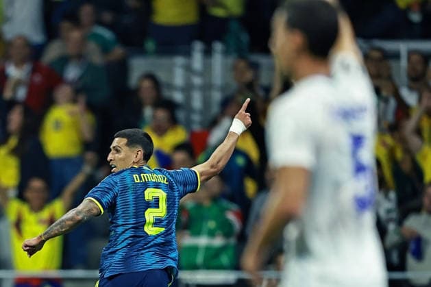 June 17, 2026, Mexico City, Mexico City, Mexico: Daniel Munoz of Colombia celebrates after scoring the first goal of his team during the match between Uzbekistan and Colombia for the 1st round of the group K of the FIFA World Cup, WM, Weltmeisterschaft, Fussball 2026, at Mexico City Stadium, in Mexico City, Mexico on June 17, 2026. Photo: DiaEsportivo FIFA World Cup 2026, Uzbekistan Vs Colombia, Mexico City, Mexico  - ZUMAh208 20260617_zsp_h208_012 Copyright: xHeulerxAndreyx