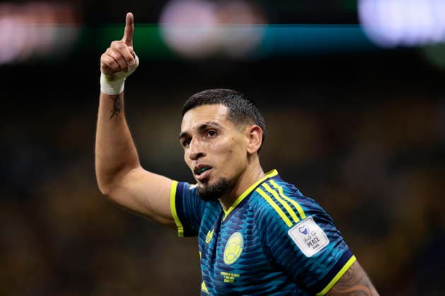 FIFA World Cup, WM, Weltmeisterschaft, Fussball 2026 - Group K - Uzbekistan vs Colombia Daniel Munoz of Colombia celebrates scoring a goal during the 2026 FIFA World Cup Group K match between Uzbekistan and Colombia at Azteca Stadium in Mexico City, Mexico, 17 June 2026. Mexico City Mexico  Copyright: xJOSExMENDEZx
