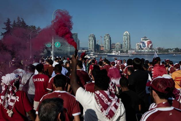 June 17, 2026, Vancouver, Bc, CANADA: Qatari fans march during a rally in Vancouver, on Wednesday, June 17, 2026. Canada News - June 17, 2026  - ZUMAc35_ 20260617_zaf_c35_270 Copyright: xEthanxCairnsx