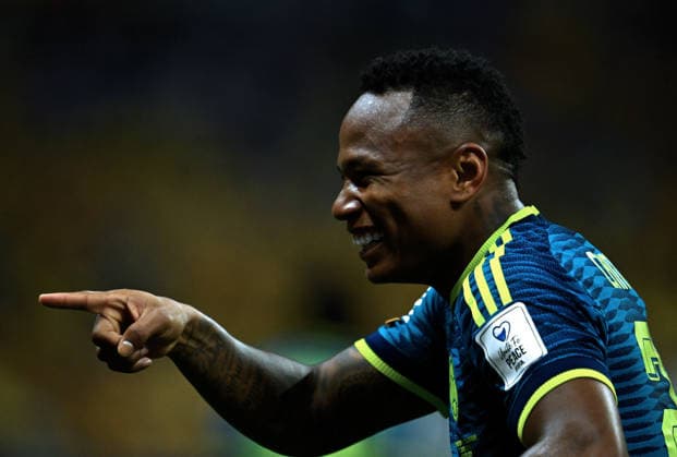 (260618) -- MEXICO CITY, June 18, 2026 -- Jaminton Campaz of Colombia celebrates his goal during the group K match between Uzbekistan and Colombia at the FIFA World Cup, WM, Weltmeisterschaft, Fussball 2026 in Mexico City, Mexico, June 17, 2026. (Photo by Xinhua) (SP)MEXICO-MEXICO CITY-FOOTBALL-FIFA WORLD CUP-GROUP K-UZB VS COL LucioxTavora 