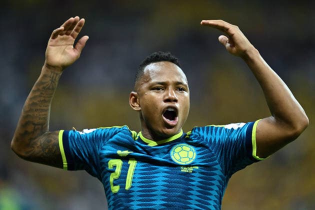 (260618) -- MEXICO CITY, June 18, 2026 -- Jaminton Campaz of Colombia celebrates his goal during the group K match between Uzbekistan and Colombia at the FIFA World Cup, WM, Weltmeisterschaft, Fussball 2026 in Mexico City, Mexico, June 17, 2026. (Photo by Xinhua) (SP)MEXICO-MEXICO CITY-FOOTBALL-FIFA WORLD CUP-GROUP K-UZB VS COL LucioxTavora 
