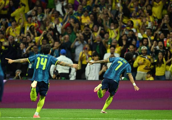 (260618) -- MEXICO CITY, June 18, 2026 -- Luis Diaz (R) of Colombia celebrates his goal during the group K match between Uzbekistan and Colombia at the FIFA World Cup, WM, Weltmeisterschaft, Fussball 2026 in Mexico City, Mexico, June 17, 2026. (Photo by Xinhua) (SP)MEXICO-MEXICO CITY-FOOTBALL-FIFA WORLD CUP-GROUP K-UZB VS COL LucioxTavora 