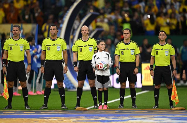 (260618) -- MEXICO CITY, June 18, 2026 -- Referees are seen before the group K match between Uzbekistan and Colombia at the FIFA World Cup, WM, Weltmeisterschaft, Fussball 2026 in Mexico City, Mexico, June 17, 2026. (Photo by Xinhua) (SP)MEXICO-MEXICO CITY-FOOTBALL-FIFA WORLD CUP-GROUP K-UZB VS COL LucioxTavora 