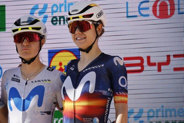 18.06.2026, Locarno, Locarno, Tour de Suisse Women 2026: Stage 2 Locarno - Locarno. Francesca Barale 2 (ITA - Movistar Team (WTW)), Sara Martin 5 (ESP - Movistar Team (WTW)) Locarno Locarno Ticino Switzerland