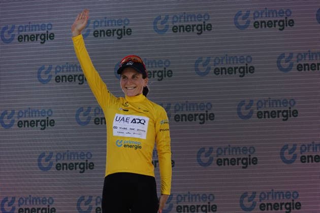 18.06.2026, Locarno, Locarno, Tour de Suisse Women 2026: Stage 2 Locarno - Locarno. Elisa Longo Borghini 121 (ITA - UAE Team ADQ (WTW)) winner of the stage and new wearer of the Yellow Jersey of the leader of the Tour de Suisse Locarno Locarno Ticino Switzerland