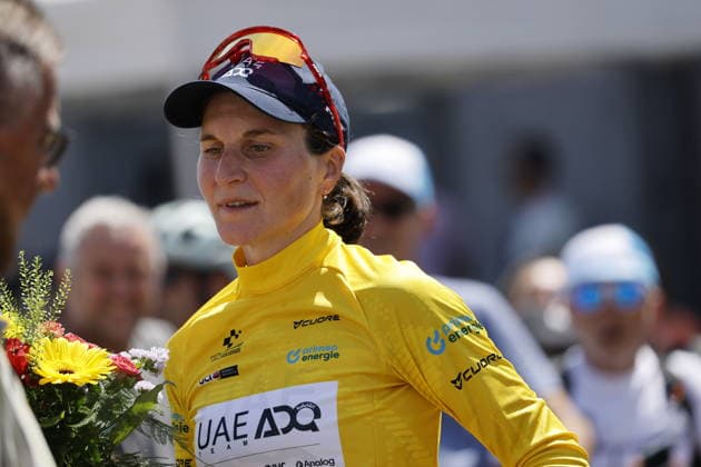 18.06.2026, Locarno, Locarno, Tour de Suisse Women 2026: Stage 2 Locarno - Locarno. Elisa Longo Borghini 121 (ITA - UAE Team ADQ (WTW)) winner of the stage and new wearer of the Yellow Jersey of the leader of the Tour de Suisse Locarno Locarno Ticino Switzerland