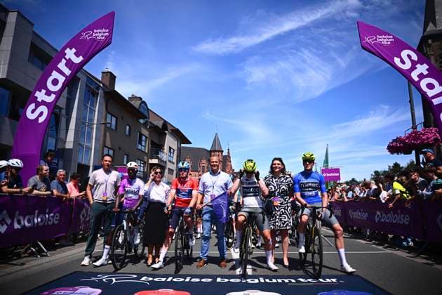 Baloise Belgium Tour 2026 Stage 2 KNOKKE-HEIST, BELGIUM - JUNE 18 : Girmay Biniam (ERI) of NSN Cycling Team, Merlier Tim (BEL) of Soudal Quick-Step, Hoogendoorn Roy (NED) of Metec - SOLARWATT p b Mantel, Kortleve Bart (NED) of Metec - SOLARWATT p b Mantel during stage 2 of the 95th edition of Baloise Tour of Belgium an UCI ProSeries 2.Pro cycling road race stage for Men Elite of 197.6 km with start in Merelbeke-Melle and finish in Knokke-Heist on June 18, 2026 in Knokke-Heist, Belgium, 18 06 2026 ( Motordriver Stephan Boone - Knokke-Heist Belgium  Copyright: xx
