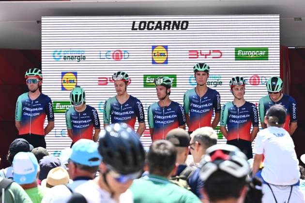 Tour de Suisse 2026 Stage 2 LOCARNO, SWITZERLAND - JUNE 18 : team Decathlon CMA CGM Team during stage 2 of the 89th edition of Tour de Suisse an UCI World Tour 2.UWT cycling road race stage for Men Elite of 157.7 km with start in Locarno and finish in Locarno on June 18, 2026 in Locarno, Switzerland, 18 06 2026 ( Motordriver Guy De Vuyst - Locarno Switzerland  Copyright: xVincentxKalutx