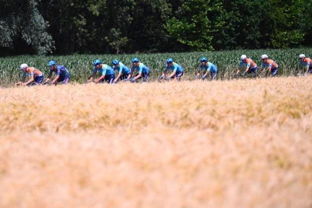 Baloise Belgium Tour 2026 Stage 2 KNOKKE-HEIST, BELGIUM - JUNE 18 : Neilands Krists (LAT) of NSN Cycling Team leading the peloton during stage 2 of the 95th edition of Baloise Tour of Belgium an UCI ProSeries 2.Pro cycling road race stage for Men Elite of 197.6 km with start in Merelbeke-Melle and finish in Knokke-Heist on June 18, 2026 in Knokke-Heist, Belgium, 18 06 2026 ( Motordriver Stephan Boone - Knokke-Heist Belgium  Copyright: xGvgx