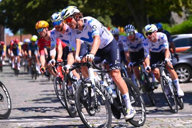 Baloise Belgium Tour 2026 Stage 2 KNOKKE-HEIST, BELGIUM - JUNE 18 : rider of team Movistar Team during stage 2 of the 95th edition of Baloise Tour of Belgium an UCI ProSeries 2.Pro cycling road race stage for Men Elite of 197.6 km with start in Merelbeke-Melle and finish in Knokke-Heist on June 18, 2026 in Knokke-Heist, Belgium, 18 06 2026 ( Motordriver Stephan Boone - Knokke-Heist Belgium  Copyright: xGvgx
