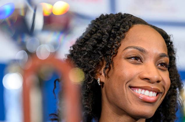 Doha Diamond League 2026 press conference, PK, Pressekonferenz Dominican triple jumper Thea LaFond, attends a press conference ahead of the Doha Diamond League 2026 - Mazzraty athletics Meeting in Doha, Qatar, June 18, 2026. The event will be held on June 19. DOHA Qatar Copyright: xNOUSHADx
