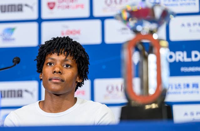 Doha Diamond League 2026 press conference, PK, Pressekonferenz Dominican sprinter Marileidy Paulino, attends a press conference ahead of the Doha Diamond League 2026 - Mazzraty athletics Meeting in Doha, Qatar, June 18, 2026. The event will be held on June 19. DOHA Qatar Copyright: xNOUSHADx