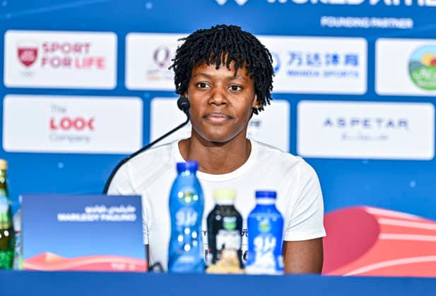 Doha Diamond League 2026 press conference, PK, Pressekonferenz Dominican sprinter Marileidy Paulino, attends a press conference ahead of the Doha Diamond League 2026 - Mazzraty athletics Meeting in Doha, Qatar, June 18, 2026. The event will be held on June 19. DOHA Qatar Copyright: xNOUSHADx