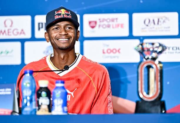 Doha Diamond League 2026 press conference, PK, Pressekonferenz Qatari high jumper Mutaz Essa Barshim , attends a press conference ahead of the Doha Diamond League 2026 - Mazzraty athletics Meeting in Doha, Qatar, June 18, 2026. The event will be held on June 19. DOHA Qatar Copyright: xNOUSHADx
