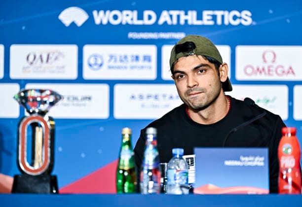 Doha Diamond League 2026 press conference, PK, Pressekonferenz Indian javelin thrower Neeraj Chopra , attends a press conference ahead of the Doha Diamond League 2026 - Mazzraty athletics Meeting in Doha, Qatar, June 18, 2026. The event will be held on June 19. DOHA Qatar Copyright: xNOUSHADx