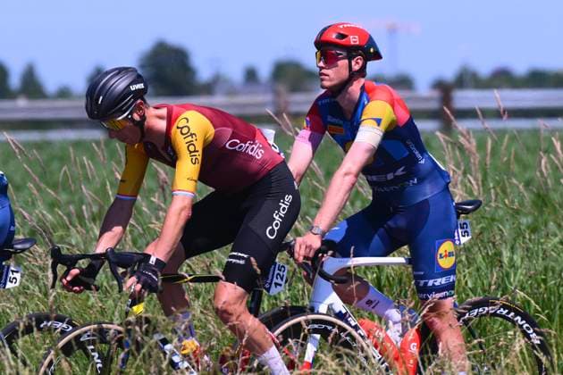 Baloise Belgium Tour 2026 Stage 2 KNOKKE-HEIST, BELGIUM - JUNE 18 : Kirsch Alex (LUX) of Cofidis, Soderqvist Jakob (SWE) of Lidl - Trek during stage 2 of the 95th edition of Baloise Tour of Belgium an UCI ProSeries 2.Pro cycling road race stage for Men Elite of 197.6 km with start in Merelbeke-Melle and finish in Knokke-Heist on June 18, 2026 in Knokke-Heist, Belgium, 18 06 2026 ( Motordriver Stephan Boone - Knokke-Heist Belgium  Copyright: xGvgx