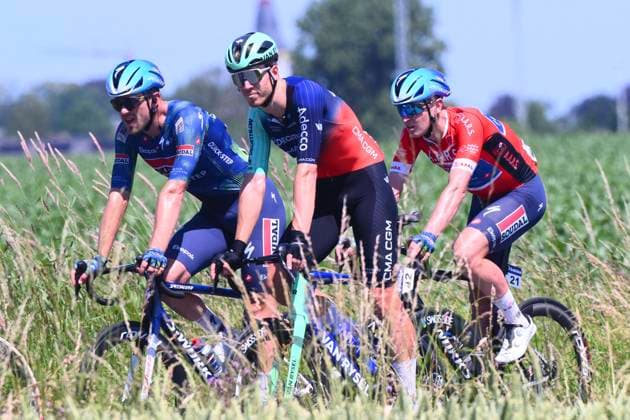 Baloise Belgium Tour 2026 Stage 2 KNOKKE-HEIST, BELGIUM - JUNE 18 : Bol Cees (NED) of Decathlon CMA CGM Team, Merlier Tim (BEL) of Soudal Quick-Step during stage 2 of the 95th edition of Baloise Tour of Belgium an UCI ProSeries 2.Pro cycling road race stage for Men Elite of 197.6 km with start in Merelbeke-Melle and finish in Knokke-Heist on June 18, 2026 in Knokke-Heist, Belgium, 18 06 2026 ( Motordriver Stephan Boone - Knokke-Heist Belgium  Copyright: xGvgx