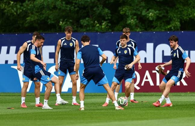Kieran Tierney of Scotland Scotland Training, 2026 FIFA World Cup, WM, Weltmeisterschaft, Fussball Football, Revolution Training Centre, Foxborough, Massachusetts, USA - 18 Jun 2026Charlotte Atrium Health Performance Park United States of America EDITORIAL USE ONLY No use with unauthorised audio, video, data, fixture lists, club league logos or live services. Online in-match use limited to 120 images, no video emulation. No use in betting, games or single club league player publications.  Copyright: xMichaelxZemanek Shutterstockx 16928928m