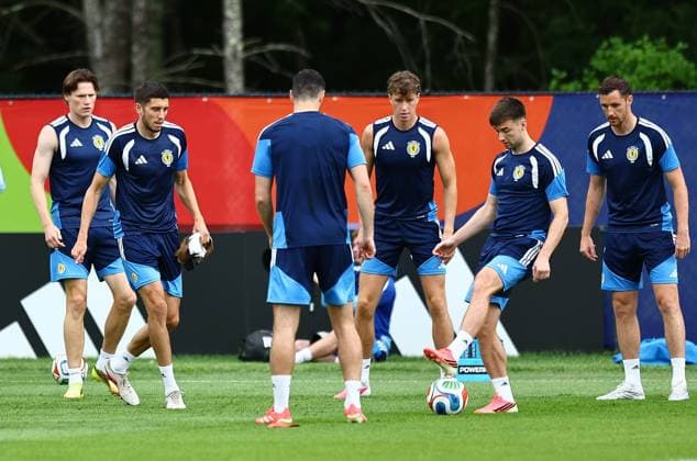 Kieran Tierney of Scotland Scotland Training, 2026 FIFA World Cup, WM, Weltmeisterschaft, Fussball Football, Revolution Training Centre, Foxborough, Massachusetts, USA - 18 Jun 2026Charlotte Atrium Health Performance Park United States of America EDITORIAL USE ONLY No use with unauthorised audio, video, data, fixture lists, club league logos or live services. Online in-match use limited to 120 images, no video emulation. No use in betting, games or single club league player publications.  Copyright: xMichaelxZemanek Shutterstockx 16928928u