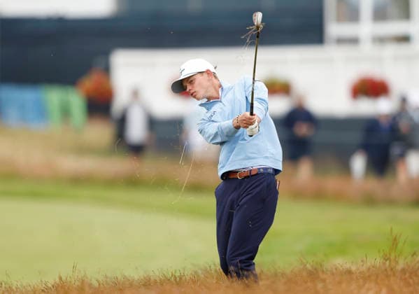 Amateur Hamilton Coleman hits out of the rough to the 1st green during the first round of the 126th U.S. Open Golf Championship at Shinnecock Hills Golf Club in Southampton, NY, on Thursday, June 18, 2026.  NYC20260618828 JOHNxANGELILLO