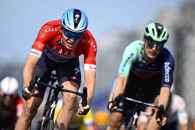 Belgian Tim Merlier crosses the finish line to win stage 2 of the Baloise Belgium Tour cycling race, 197,6 km from Merelbeke-Melle to Knokke-Heist, Thursday 18 June 2026. The Baloise Belgium Tour takes place from 17 to 21 June. JASPERxJACOBS  x178089625x