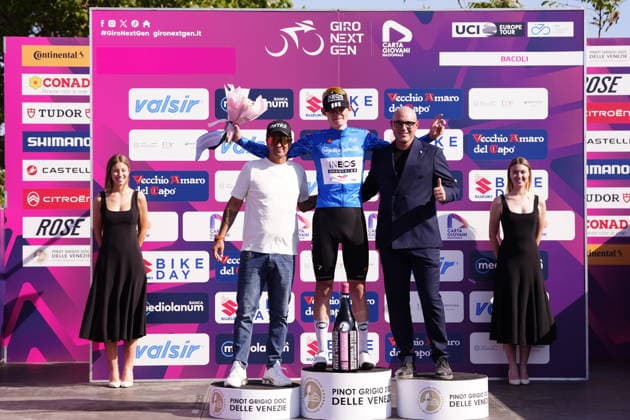Great Britain s Mattie Dodd of Ineos Grenadiers Racing Academy blue jersey during Stage 5 of the Giro Next Generation from Bacoli to Bacoli Italy, June 18, 2026(Photo Fabio Ferrari LaPresse)  Copyright: xFabioxFerrarix LaPressex