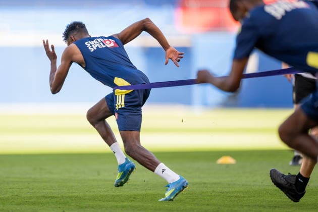 260618 Taha Ali of the Swedish national football team at a training session during day 8 of the FIFA World Cup, WM, Weltmeisterschaft, Fussball 2026 on June 18, 2026 in Dallas. Photo: Petter Arvidson BILDBYRAN kod PA PA1241 fotboll football soccer fotball vm fotbolls-vm fotball-vm fotbolls-vm 2026 fifa world cup 2026 träning practice training sverige sweden sverige a day 8 bbeng